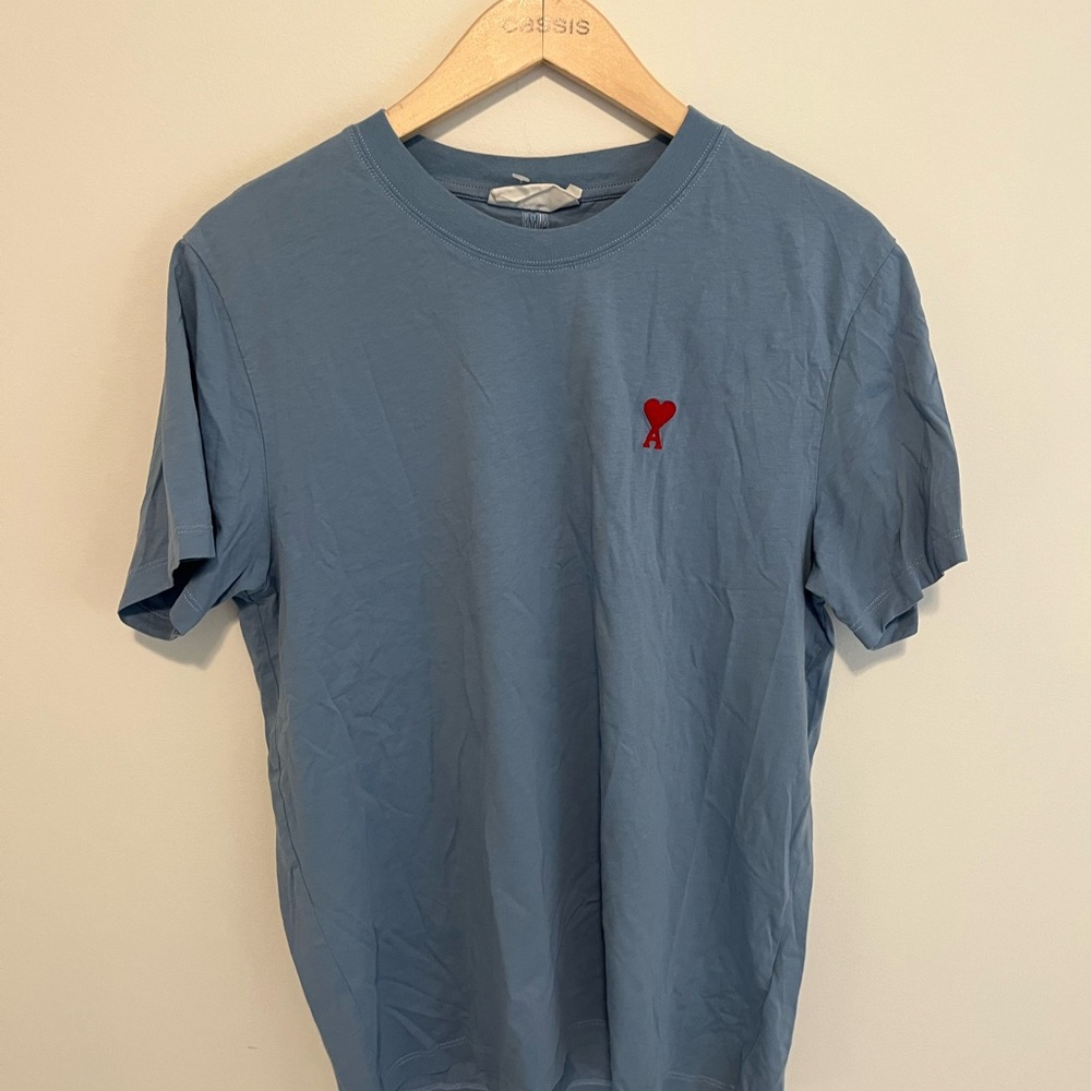 Ami Blue T-Shirt with Red Logo